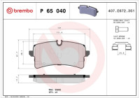 Bromsbeläggssats, skivbroms P65040 Brembo
