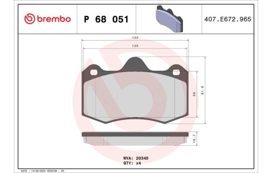 Bromsbeläggssats, skivbroms P68051 Brembo, bild 2