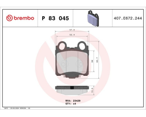 Bromsbeläggssats, skivbroms P83045 Brembo, bild 3