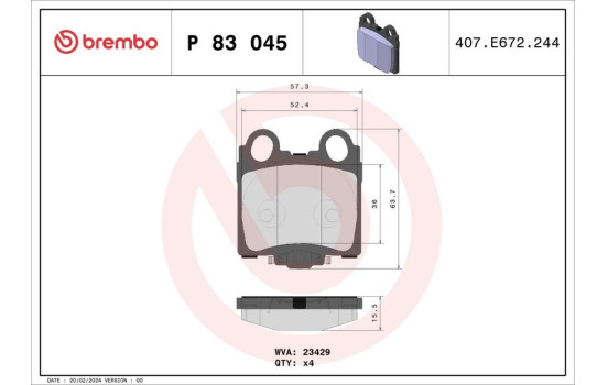 Bromsbeläggssats, skivbroms P83045 Brembo, bild 2