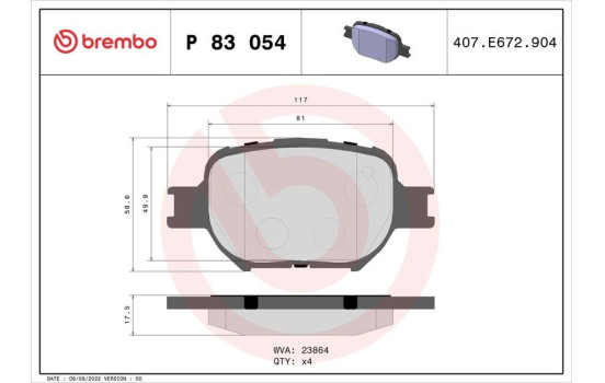 Bromsbeläggssats, skivbroms P83054 Brembo, bild 2