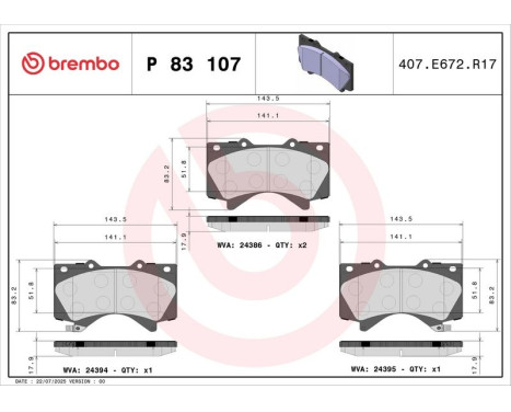 Bromsbeläggssats, skivbroms P83107 Brembo, bild 3