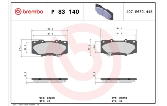 Bromsbeläggssats, skivbroms P83140 Brembo, bild 2