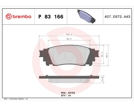 Bromsbeläggssats, skivbroms P83166 Brembo, bild 3