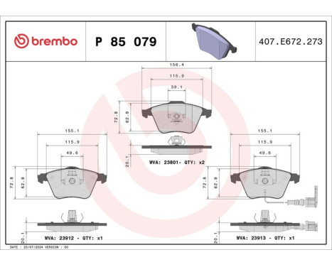 Bromsbeläggssats, skivbroms P85079 Brembo, bild 3