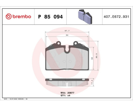 Bromsbeläggssats, skivbroms P85094 Brembo, bild 3