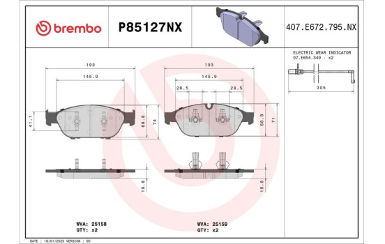 Bromsbeläggssats, skivbroms P85127NX Brembo, bild 4