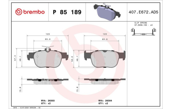 Bromsbeläggssats, skivbroms P85189 Brembo, bild 4