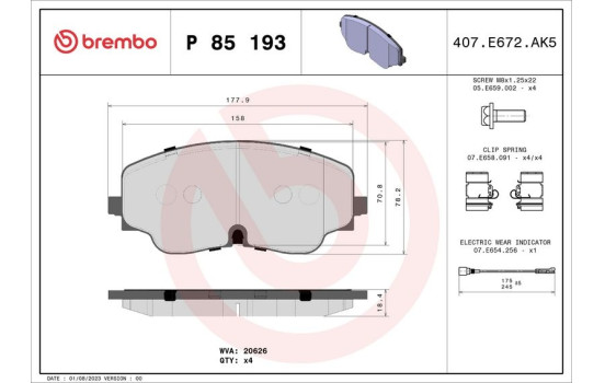 Bromsbeläggssats, skivbroms P85193 Brembo, bild 4