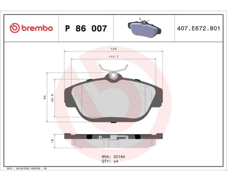 Bromsbeläggssats, skivbroms P86007 Brembo, bild 3