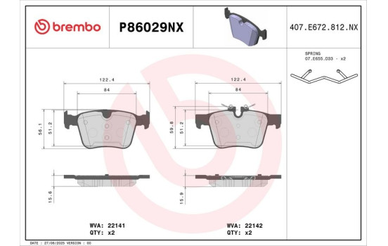 Bromsbeläggssats, skivbroms P86029NX Brembo, bild 2