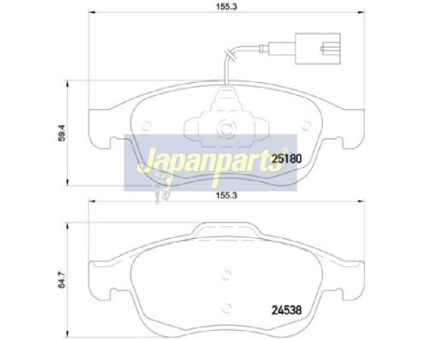 Bromsbeläggssats, skivbroms PA-0243AF Japanparts, bild 2