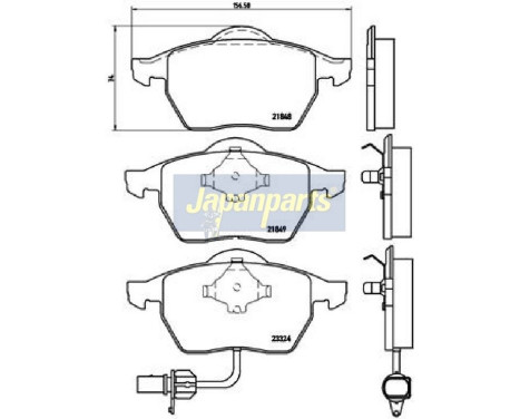 Bromsbeläggssats, skivbroms PA-0313AF Japanparts, bild 2