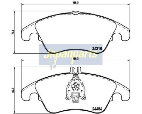 Bromsbeläggssats, skivbroms PA-0513AF Japanparts, bild 2