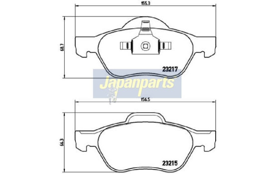 Bromsbeläggssats, skivbroms PA-0709AF Japanparts, bild 2