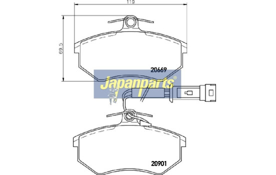 Bromsbeläggssats, skivbroms PA-0903AF Japanparts, bild 2