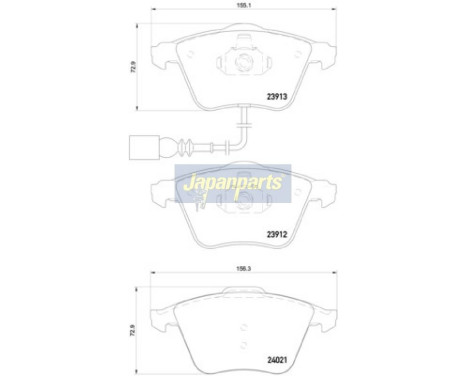 Bromsbeläggssats, skivbroms PA-0909AF Japanparts, bild 2