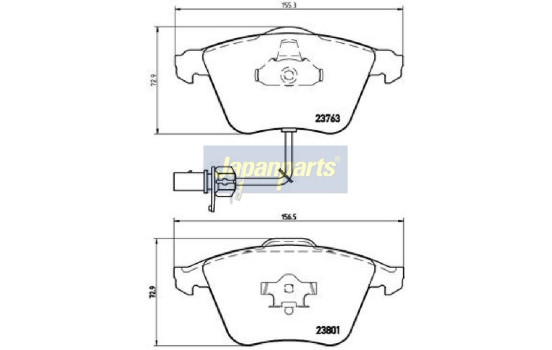 Bromsbeläggssats, skivbroms PA-0913AF Japanparts, bild 2