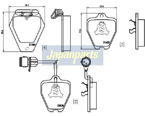 Bromsbeläggssats, skivbroms PA-0920AF Japanparts, bild 2