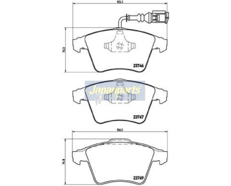 Bromsbeläggssats, skivbroms PA-0954AF Japanparts, bild 2