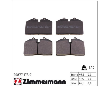 Bromsbeläggssats, skivbroms pb:z 20877.175.9 Zimmermann, bild 2