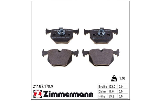Bromsbeläggssats, skivbroms pb:z 21487.170.9 Zimmermann, bild 2