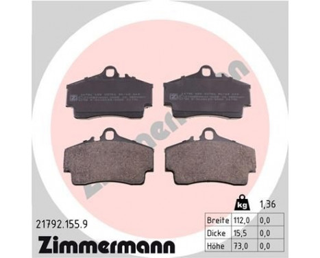 Bromsbeläggssats, skivbroms pb:z 21792.155.9 Zimmermann