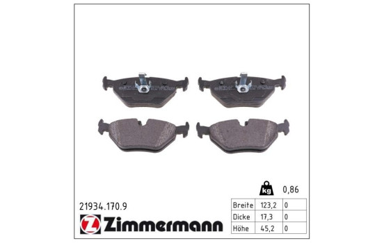 Bromsbeläggssats, skivbroms pb:z 21934.170.9 Zimmermann, bild 2