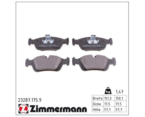 Bromsbeläggssats, skivbroms pb:z 23287.175.9 Zimmermann, bild 2