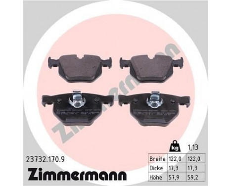 Bromsbeläggssats, skivbroms pb:z 23732.170.9 Zimmermann