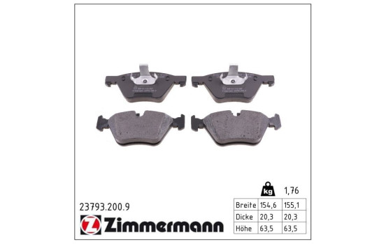 Bromsbeläggssats, skivbroms pb:z 23793.200.9 Zimmermann, bild 2
