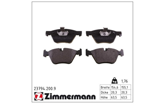 Bromsbeläggssats, skivbroms pb:z 23794.200.9 Zimmermann, bild 2
