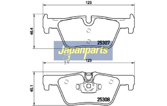 Bromsbeläggssats, skivbroms PP-0102AF Japanparts, bild 2