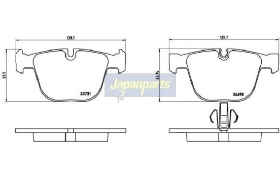 Bromsbeläggssats, skivbroms PP-0115AF Japanparts, bild 2