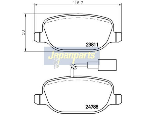 Bromsbeläggssats, skivbroms PP-0206AF Japanparts, bild 2