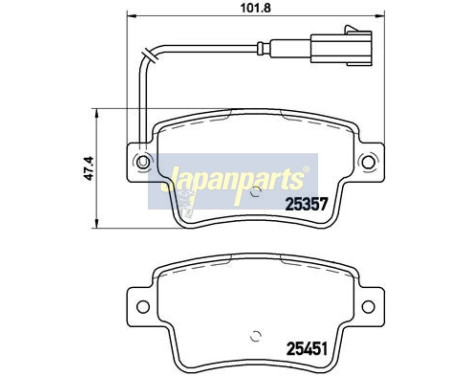 Bromsbeläggssats, skivbroms PP-0215AF Japanparts, bild 2