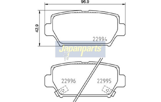 Bromsbeläggssats, skivbroms PP-516AF Japanparts, bild 2