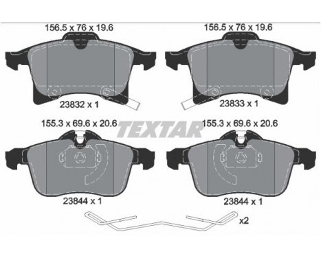 Bromsbeläggssats, skivbroms Q+ 2383204 Textar