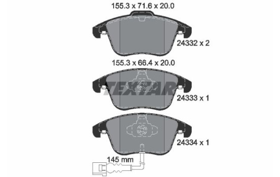 Bromsbeläggssats, skivbroms Q+ 2433301 Textar