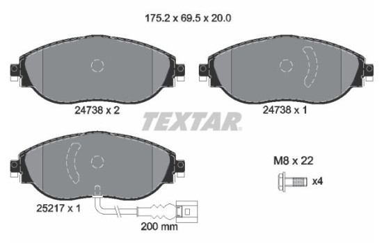 Bromsbeläggssats, skivbroms Q+ 2473803 Textar