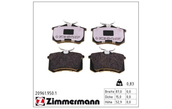 Bromsbeläggssats, skivbroms rd:z 20961.950.1 Zimmermann