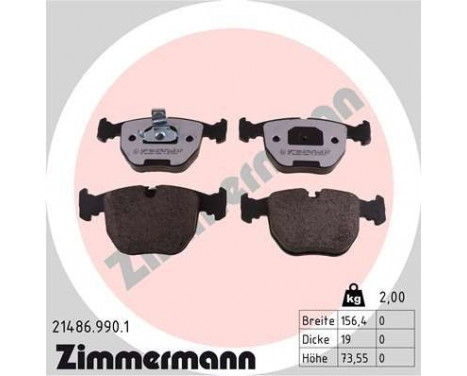 Bromsbeläggssats, skivbroms rd:z 21486.990.1 Zimmermann