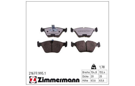 Bromsbeläggssats, skivbroms rd:z 21677.995.1 Zimmermann, bild 2