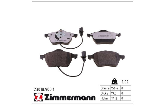 Bromsbeläggssats, skivbroms rd:z 23018.900.1 Zimmermann, bild 2