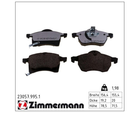 Bromsbeläggssats, skivbroms rd:z 23057.995.1 Zimmermann, bild 2