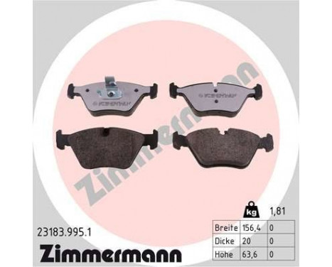 Bromsbeläggssats, skivbroms rd:z 23183.995.1 Zimmermann