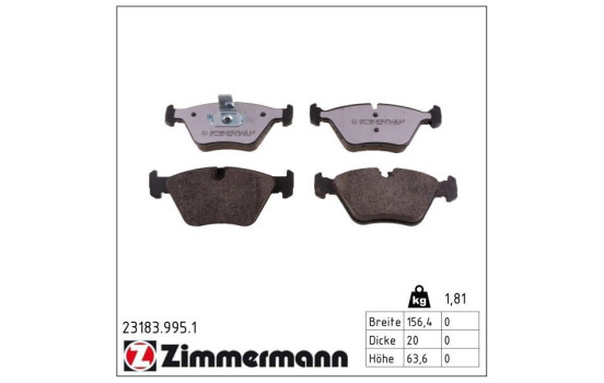 Bromsbeläggssats, skivbroms rd:z 23183.995.1 Zimmermann, bild 2
