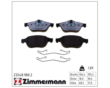 Bromsbeläggssats, skivbroms rd:z 23248.980.2 Zimmermann