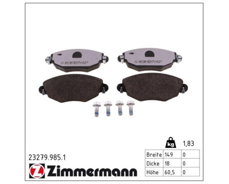 Bromsbeläggssats, skivbroms rd:z 23279.985.1 Zimmermann, bild 2