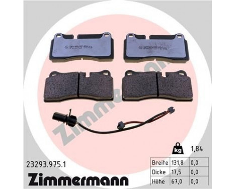 Bromsbeläggssats, skivbroms rd:z 23293.975.1 Zimmermann